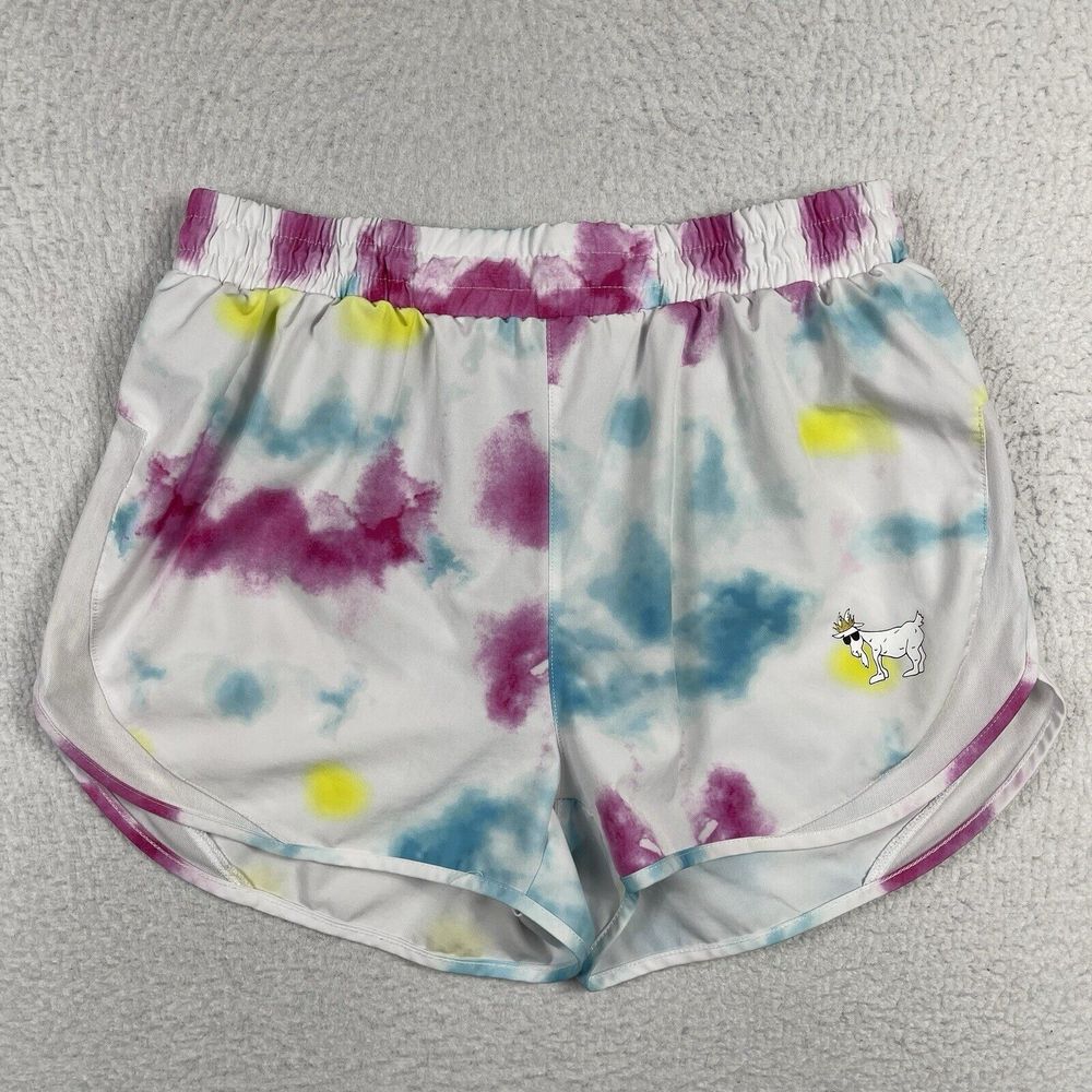 Goat‎ Shorts Womens Large White Tie Dye Lined Running Jogging Activewear Casual